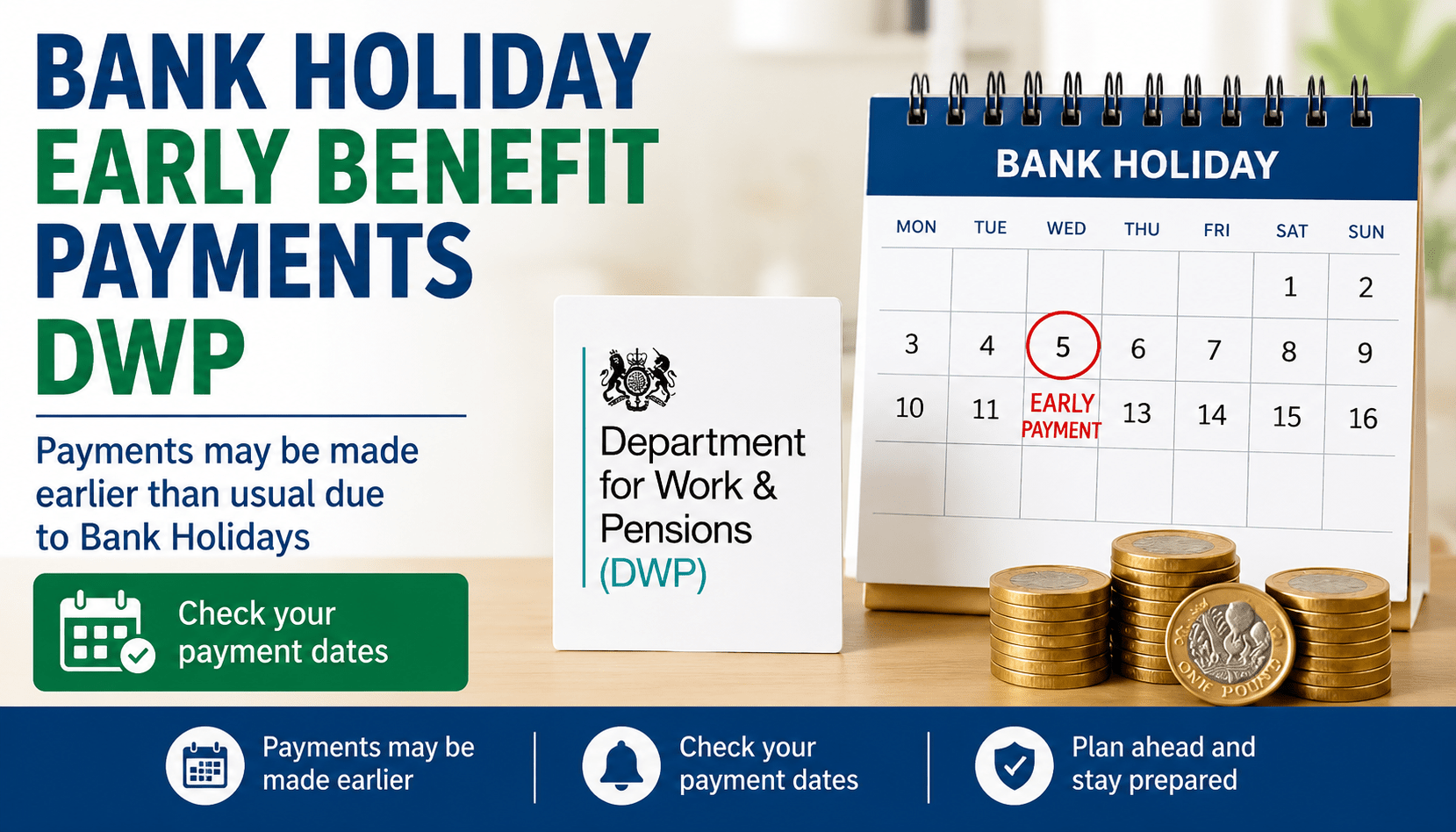 bank holiday early benefit payments dwp