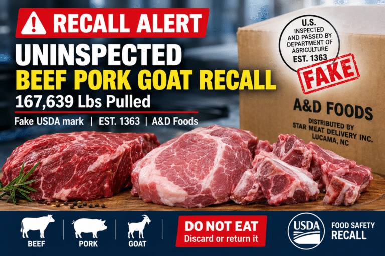 uninspected beef pork goat recall